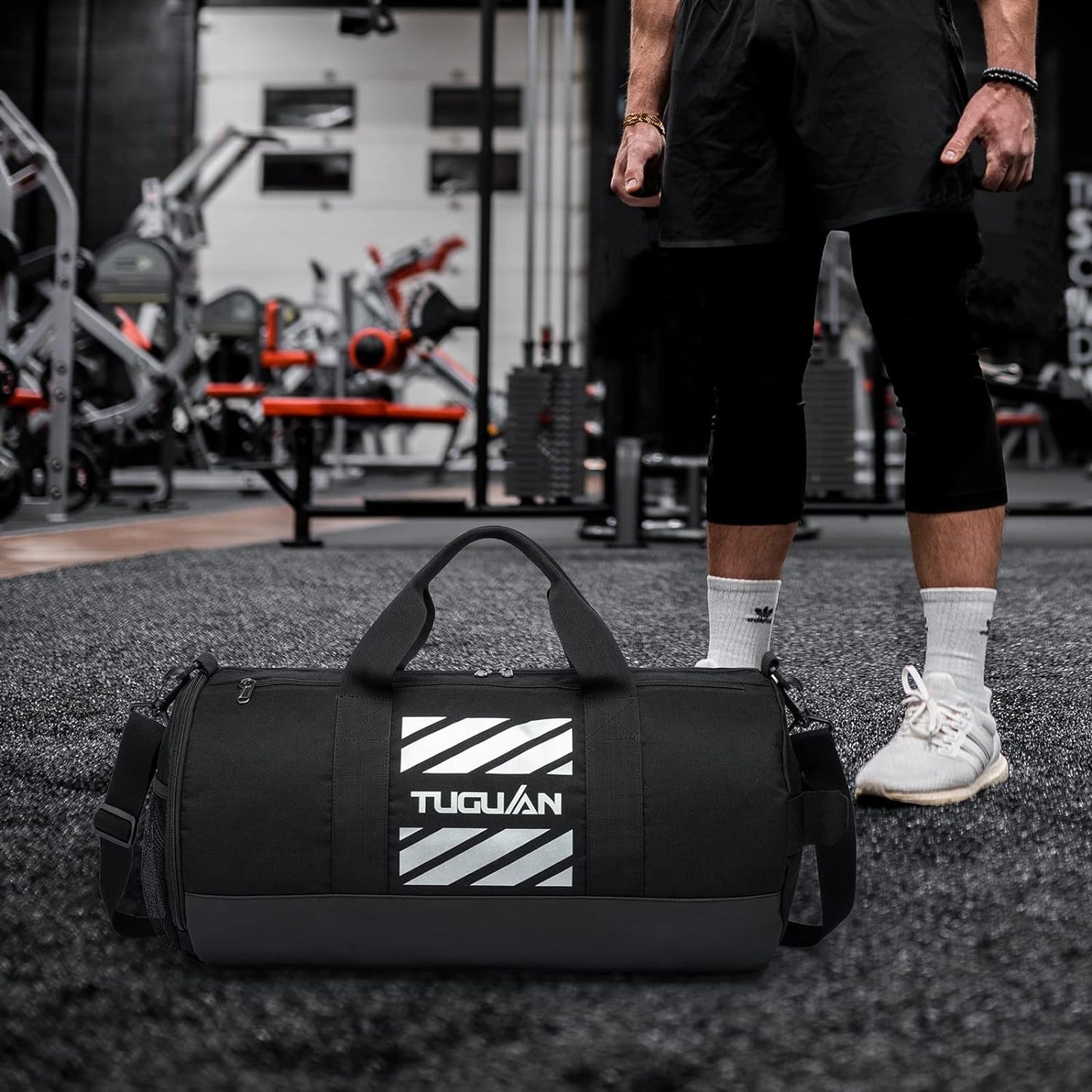 TIME TO LOCK IN Small Gym & Travel Duffle Bag | Wet Pocket & Shoes Compartment | Overnight Weekender Duffel Bag Sports | Gym Tote Bag 40L