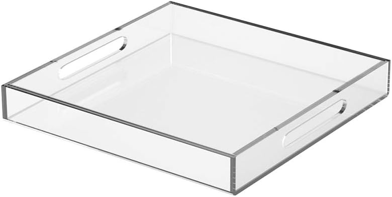 FROM CLUTTER TO CURATED Acrylic Serving Tray with handles 11X14 Inches - Spill Proof - Clear Decorative Tray Organizer for Any Space
