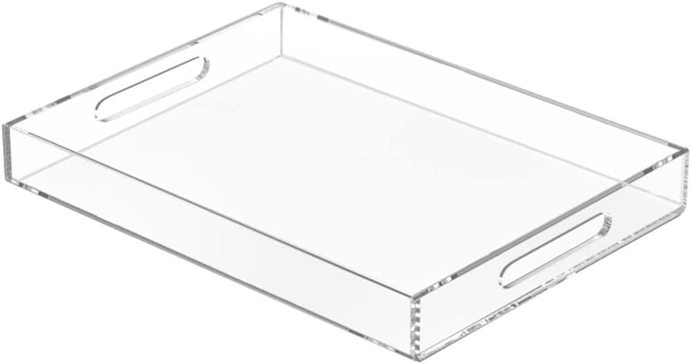 FROM CLUTTER TO CURATED Acrylic Serving Tray with handles 11X14 Inches - Spill Proof - Clear Decorative Tray Organizer for Any Space