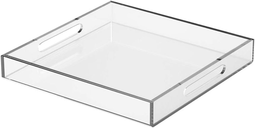 FROM CLUTTER TO CURATED Acrylic Serving Tray with handles 11X14 Inches - Spill Proof - Clear Decorative Tray Organizer for Any Space