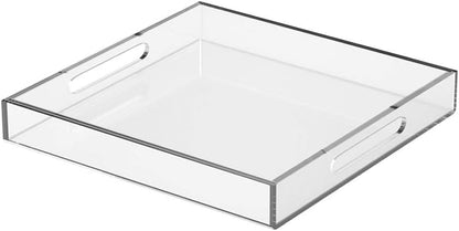 FROM CLUTTER TO CURATED Acrylic Serving Tray with handles 11X14 Inches - Spill Proof - Clear Decorative Tray Organizer for Any Space