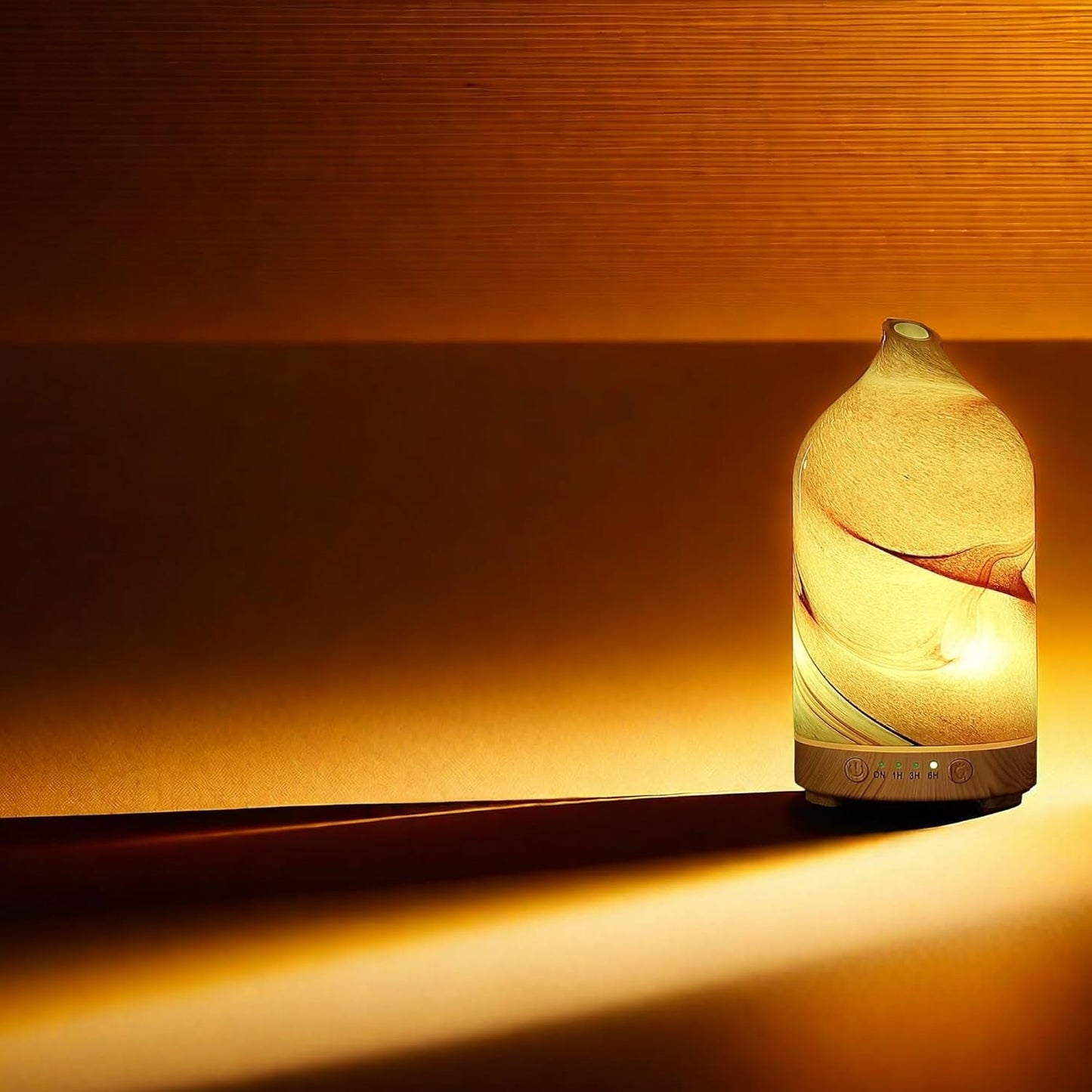 HABIT STACKING 101 Essential Oil Diffuser Hand Blown Glass Aromatherapy Diffuser | Ultrasonic Cool Mist Scent Aroma Diffuser, Whisper Quiet with Auto Shut-Off, Timer Setting & 7 Colors Night Light