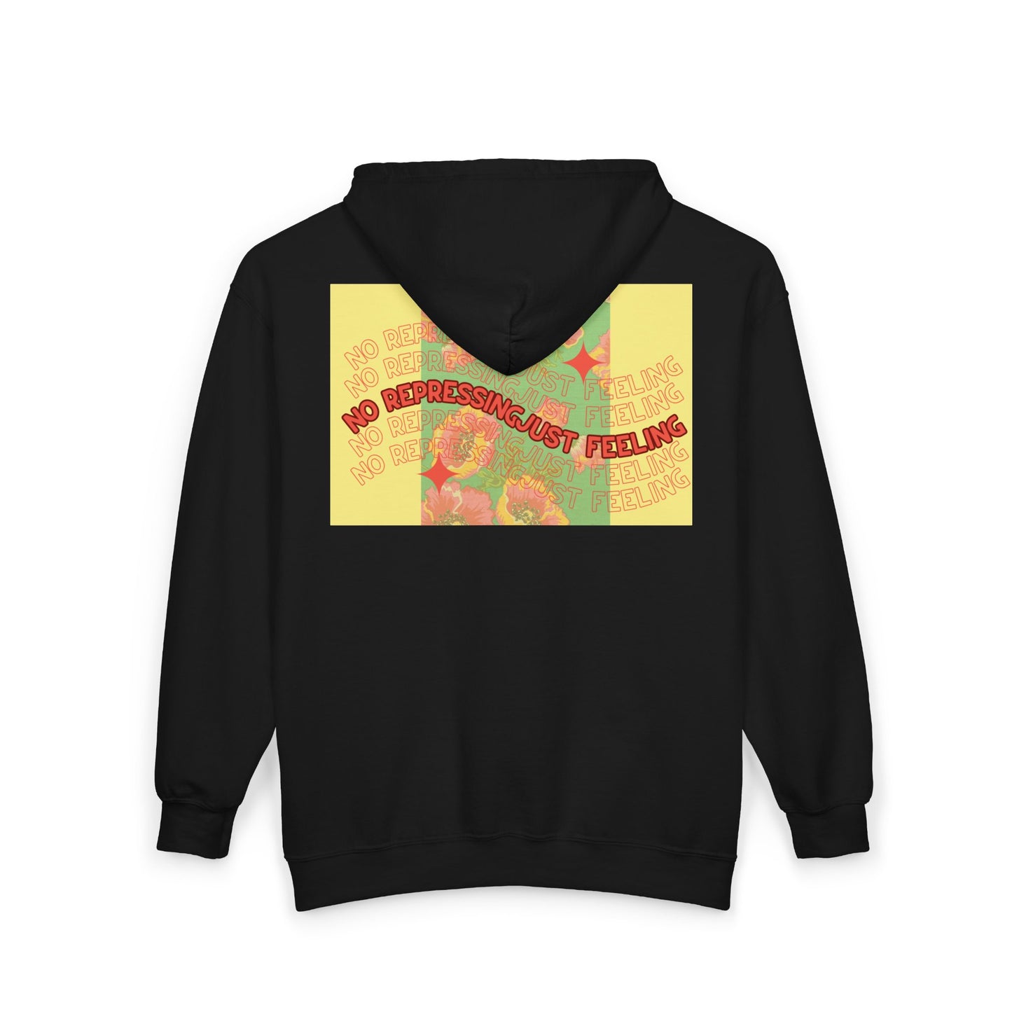 Floral Mental Health Zip Hoodie — "No Repressing, Just Feeling" Tropical Floral Full-Zip Sweatshirt