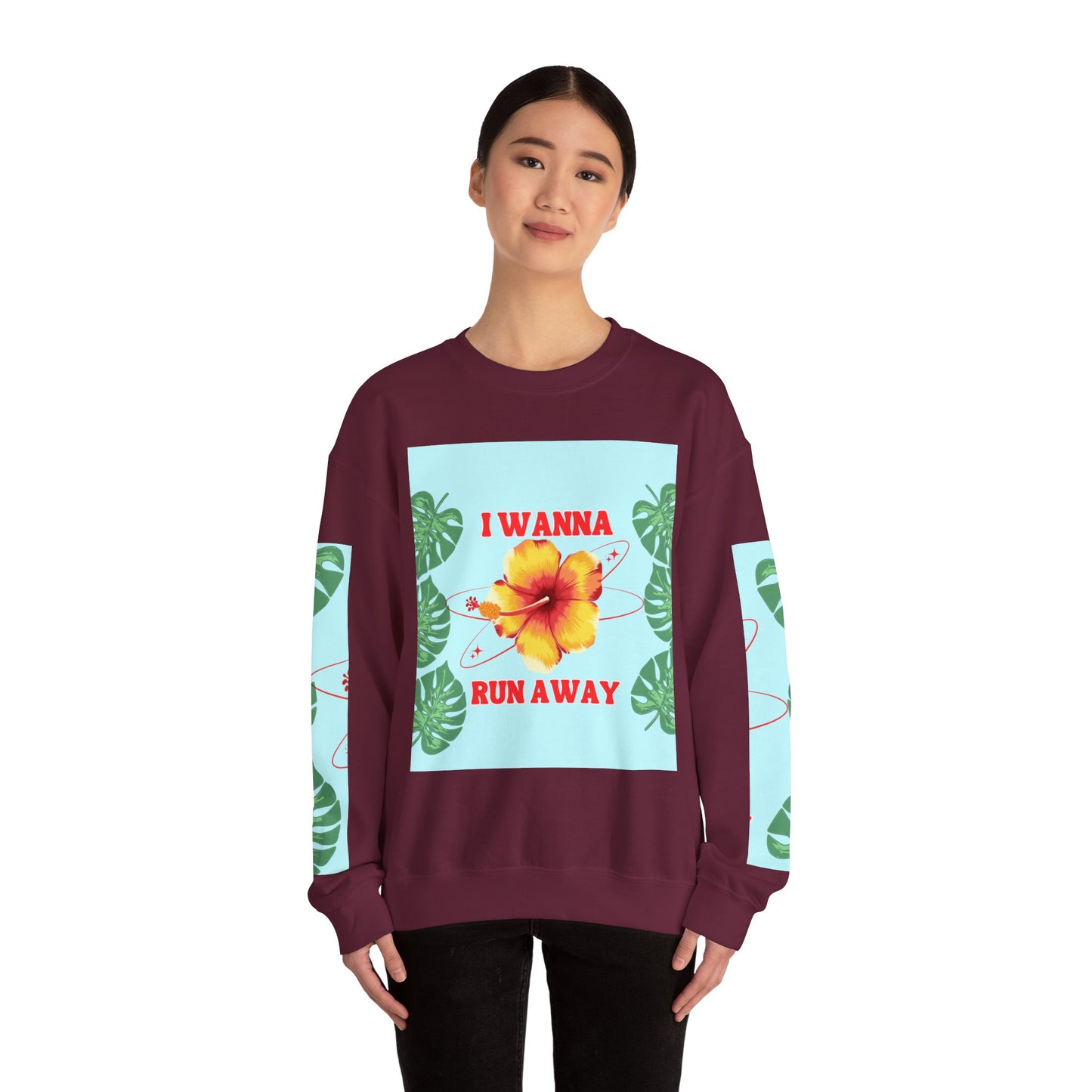Run Away Tropical & Galactic Floral Crewneck Sweatshirt