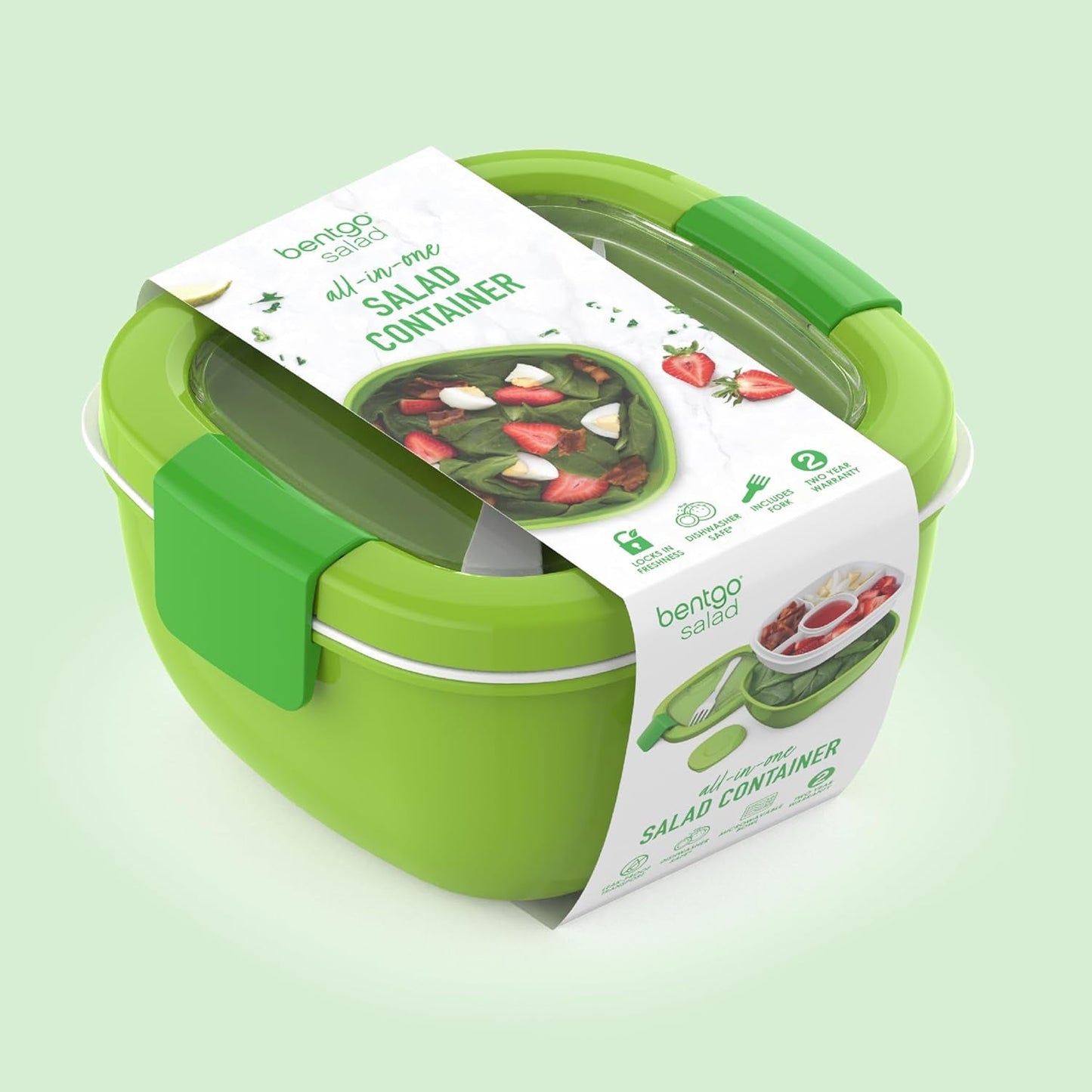 MEAL PREP PRO All-In-One Taco Bowl, Smoothie bowl, Salad Container | Large Salad Bowl, Bento Box Tray, Leak-Proof Sauce Container, Airtight Lid, & Fork | BPA-Free & Dishwasher/Microwave Safe