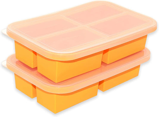 MEAL PREP PRO ~ 1-Cup Silicone Freezer Trays with Lid | 2 Pack | Easy-Release Silicone Freezer Containers - Makes 8 Perfect 1 Cup Portions