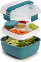 MEAL PREP PRO Stackable Lunch Box Container | Bento Style Food Storage | Removeable Compartments for Sandwich, Snacks, Toppings & DressinG | Leak-Proof, Made without BPA, 56 OZ