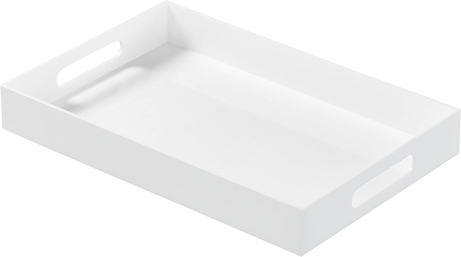 CLUTTER WHERE, CLUTTER BEWARE Clear Acrylic Tray with Metal Handles - No Need to Assemble -11X14 Inch - Decorative Storage Organizer with Spill-Proof Design
