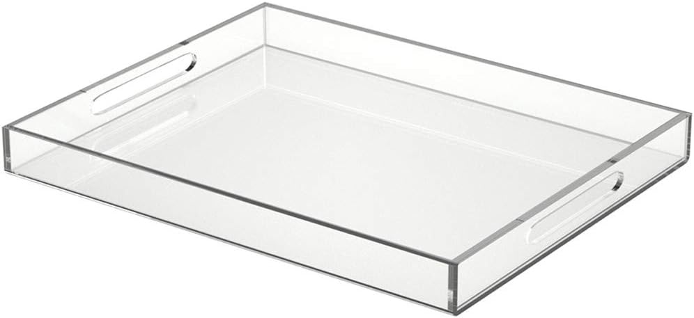FROM CLUTTER TO CURATED Acrylic Serving Tray with handles 11X14 Inches - Spill Proof - Clear Decorative Tray Organizer for Any Space