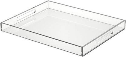 FROM CLUTTER TO CURATED Acrylic Serving Tray with handles 11X14 Inches - Spill Proof - Clear Decorative Tray Organizer for Any Space