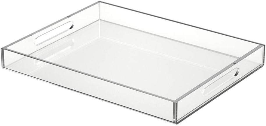 FROM CLUTTER TO CURATED Acrylic Serving Tray with handles 11X14 Inches - Spill Proof - Clear Decorative Tray Organizer for Any Space