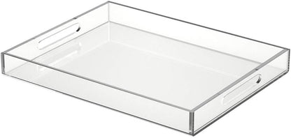 FROM CLUTTER TO CURATED Acrylic Serving Tray with handles 11X14 Inches - Spill Proof - Clear Decorative Tray Organizer for Any Space