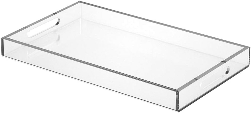FROM CLUTTER TO CURATED Acrylic Serving Tray with handles 11X14 Inches - Spill Proof - Clear Decorative Tray Organizer for Any Space