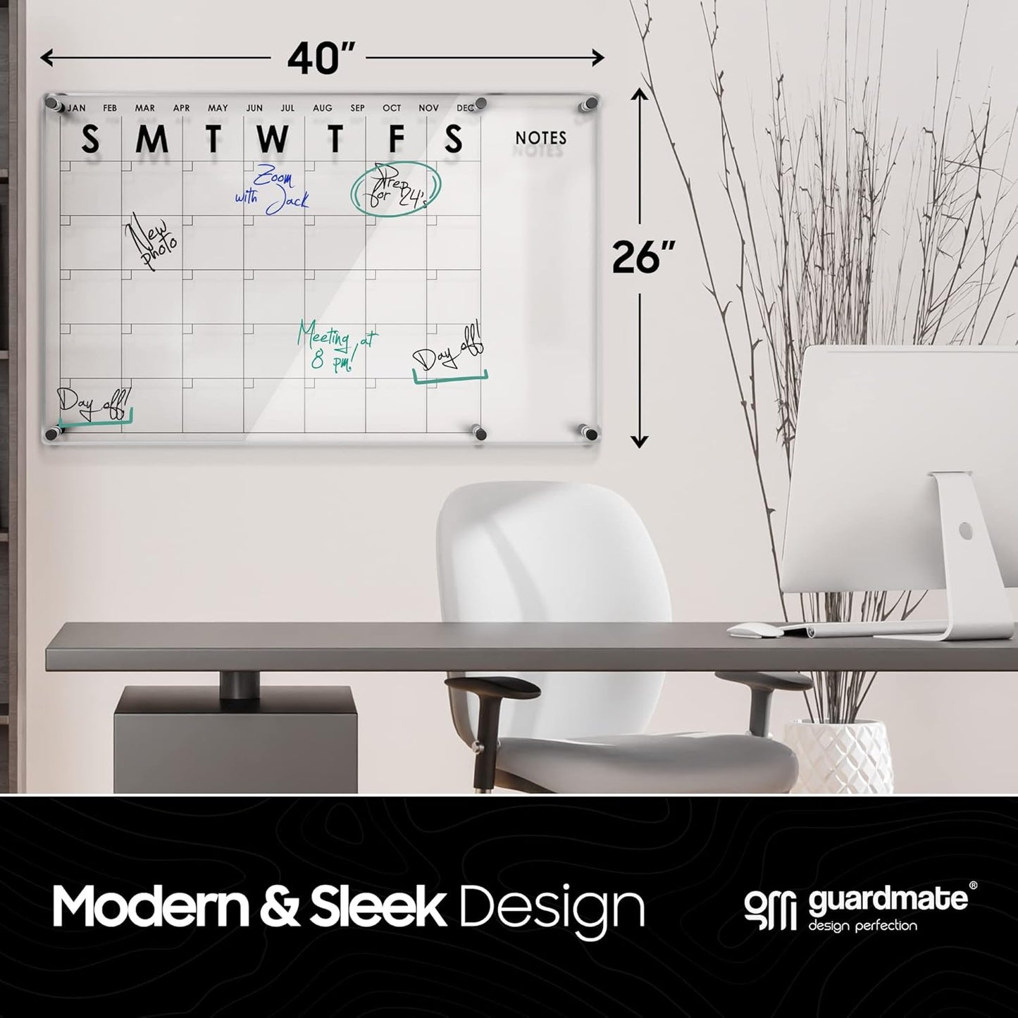 VISUALIZATION & PRODUCTIVITY ERA 101 Oversize Premium Acrylic Calendar for Wall | Ultra-Thick Clear Dry & Erase Board | Large 40"X26" | Home Office Monthly Glass Planner Guard Mate Plexiglass Whiteboard