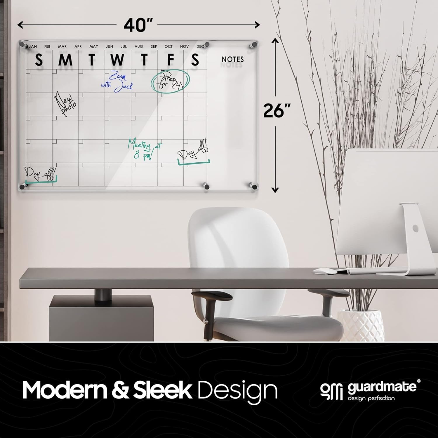 VISUALIZATION & PRODUCTIVITY ERA 101 Oversize Premium Acrylic Calendar for Wall | Ultra-Thick Clear Dry & Erase Board | Large 40"X26" | Home Office Monthly Glass Planner Guard Mate Plexiglass Whiteboard
