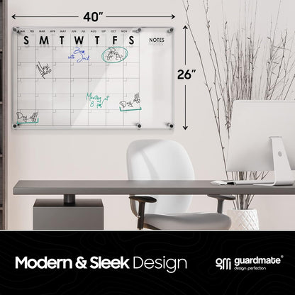 VISUALIZATION & PRODUCTIVITY ERA 101 Oversize Premium Acrylic Calendar for Wall | Ultra-Thick Clear Dry & Erase Board | Large 40"X26" | Home Office Monthly Glass Planner Guard Mate Plexiglass Whiteboard