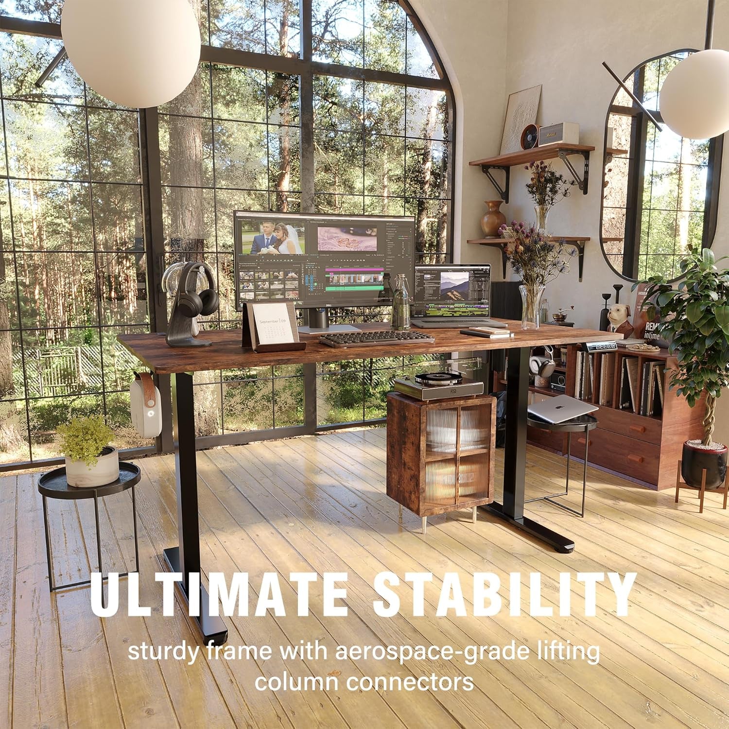 BEST OF BOTH WORLDS Electric Standing Desk | Height Adjustable Desk | Ergonomic Home Office Sit / Stand Desk with Memory Preset Controller