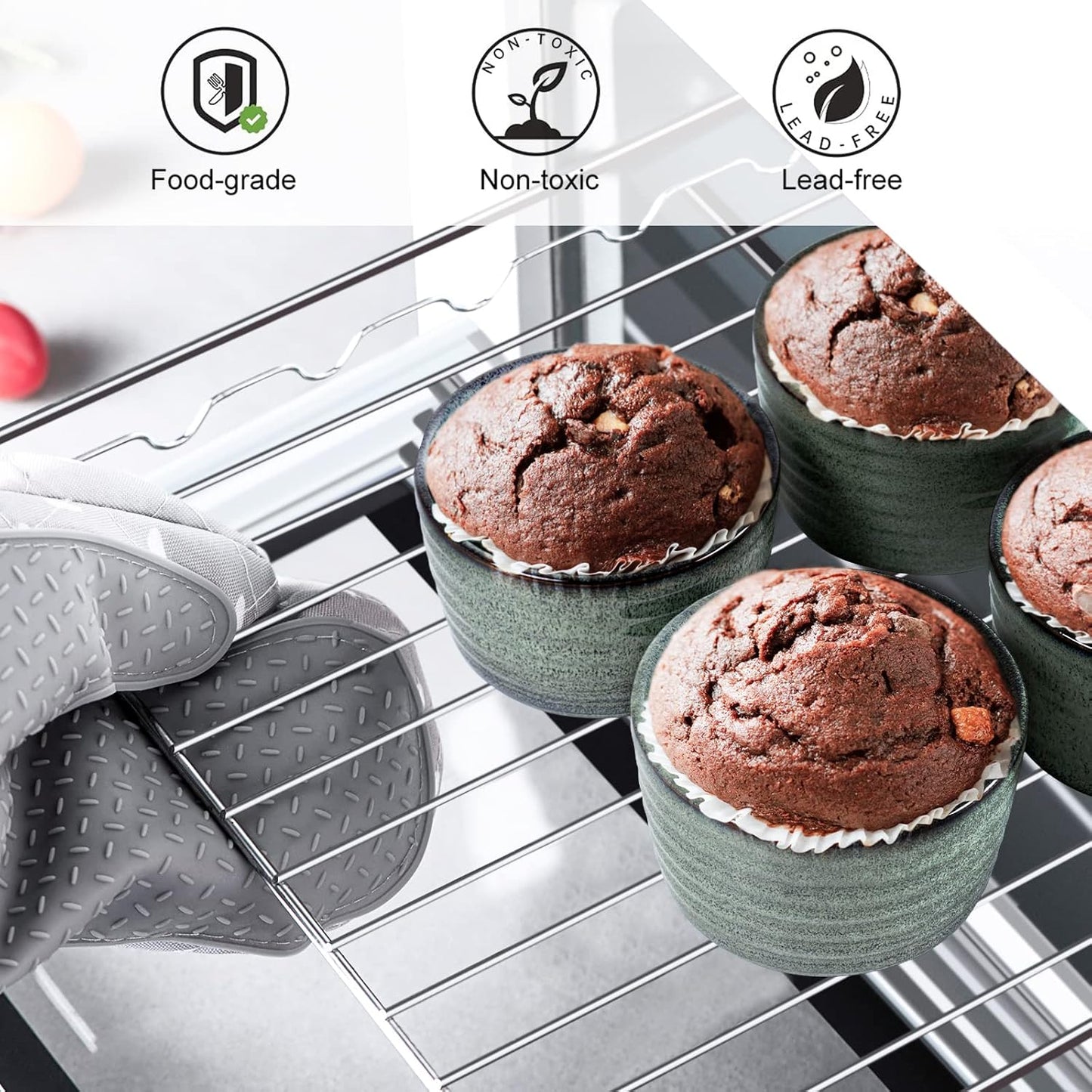 STYLISH CHEF Ramekins | Set of 2 & 8 Oz | Oven Safe Baking Set for Baked Oats, Mug Cakes, Custard, Pudding, Souffle Cups