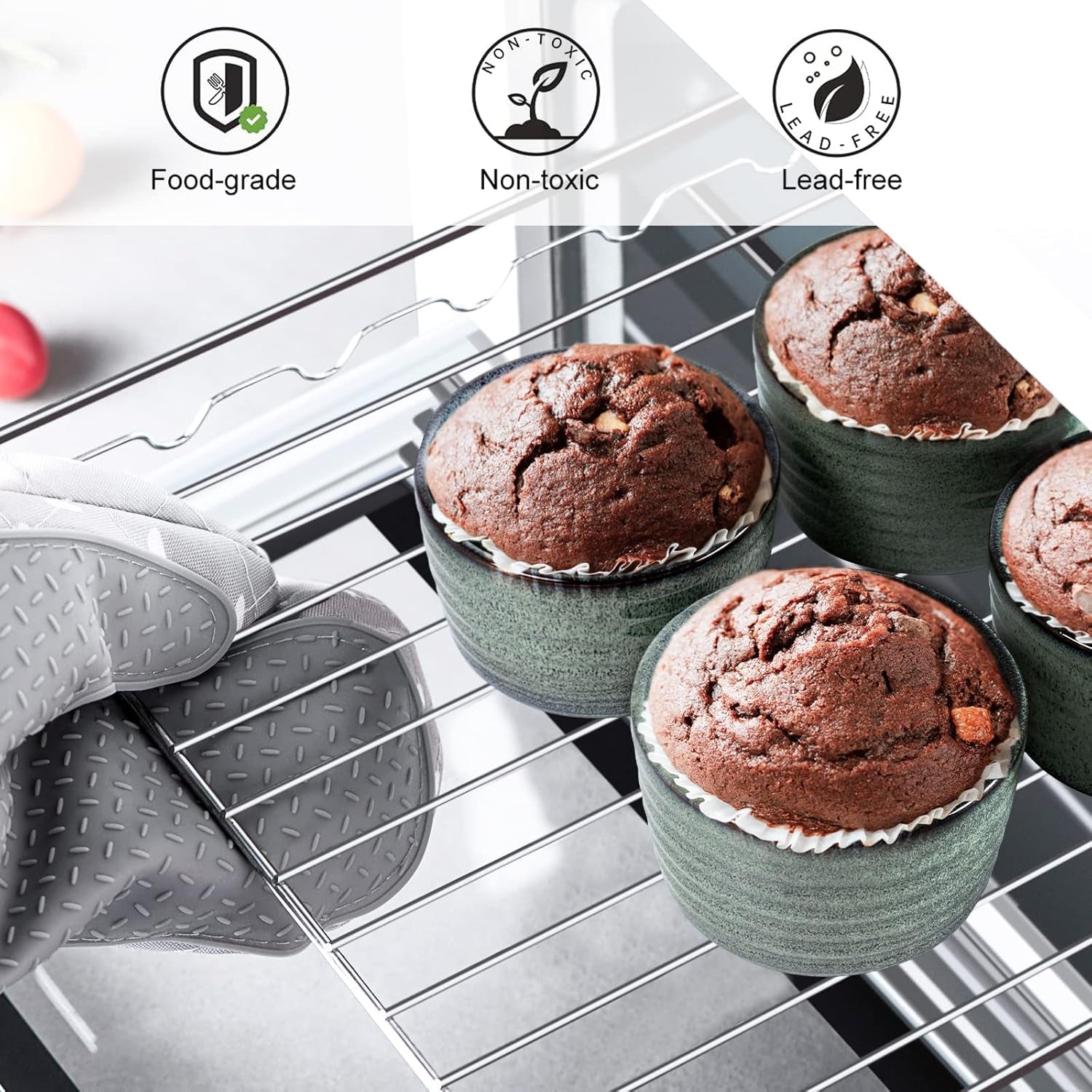 STYLISH CHEF Ramekins | Set of 2 & 8 Oz | Oven Safe Baking Set for Baked Oats, Mug Cakes, Custard, Pudding, Souffle Cups
