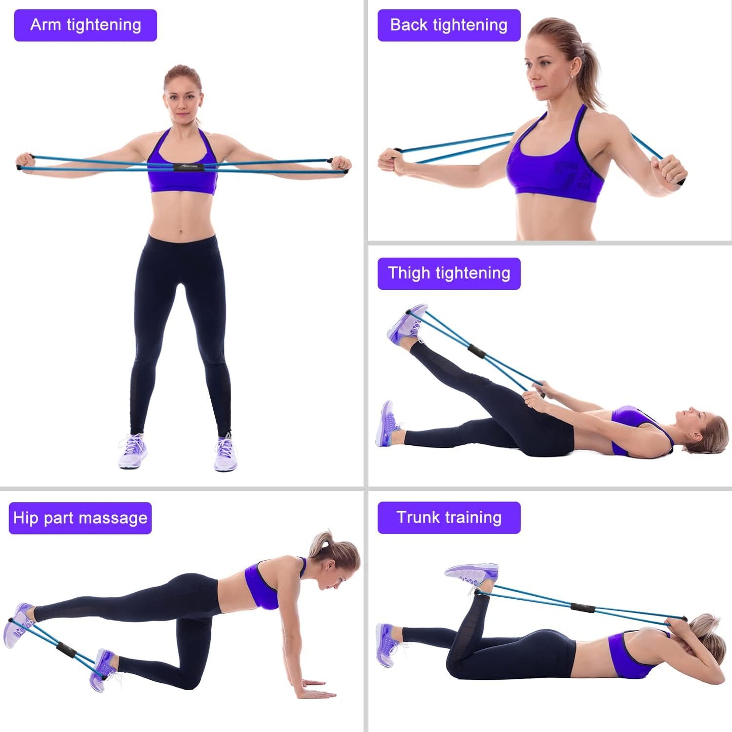 BUILD YOUR TEMPLE Resistance Bands | Figure 8 Exercise Bands for Arms, Chest Expander, Yoga, Gym, Fitness, Pulling Rope, Exercise, & Muscle Training
