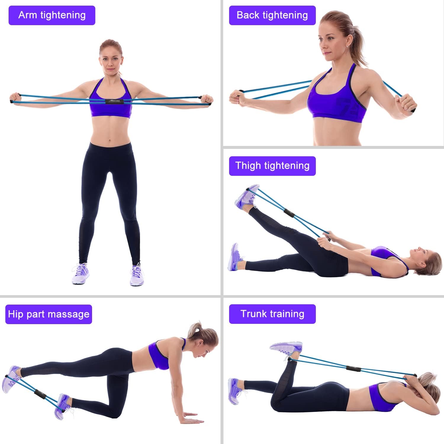 BUILD YOUR TEMPLE Resistance Bands | Figure 8 Exercise Bands for Arms, Chest Expander, Yoga, Gym, Fitness, Pulling Rope, Exercise, & Muscle Training