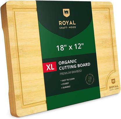 MEAL PREP BASICS Wooden Cutting Boards for Kitchen Meal Prep & Serving | Bamboo Wood Cutting Board Set | Charcuterie & Chopping Butcher Block for Meat