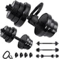 NO EXCUSES Adjustable DUMBBELLS TO BARBELL Weight Set, 20-40-50-70LB 3-In-1 Set, Non-Slip, All-Purpose