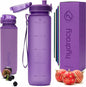 32oz Water Bottle with Time Marker -BPA Free & No Sweat Sleeve - Fruit Infuser Strainer & Times to Drink 