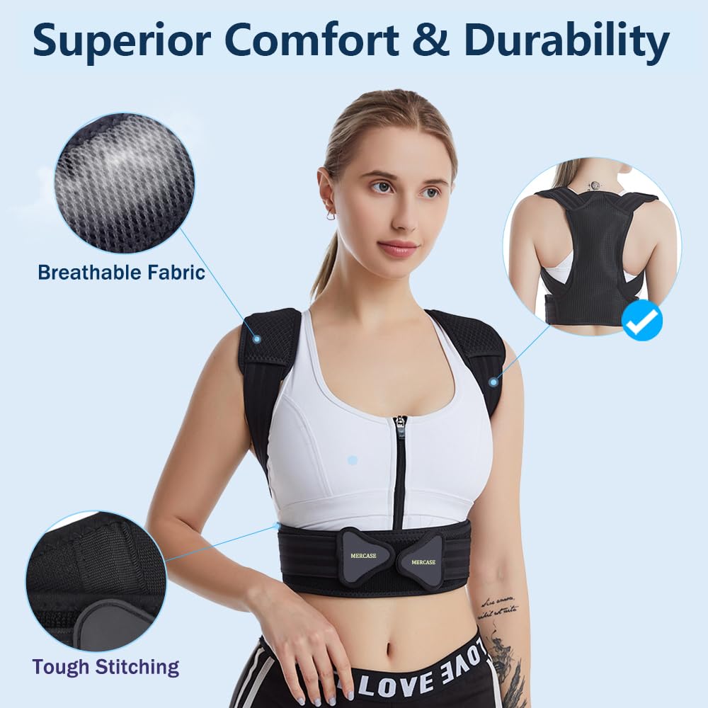 SELF CARE BASICS Posture Corrector | Adjustable Back Brace for Upper Back & Shoulder Support | Pain Relief & Better Posture