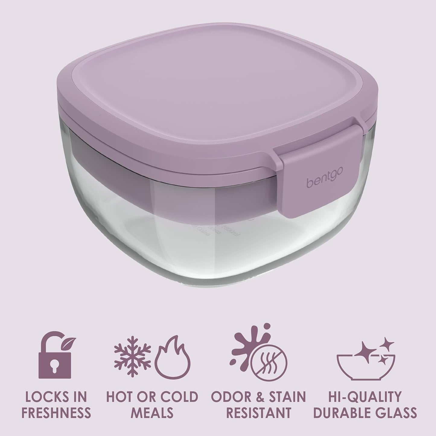 MEAL PREP PRO Glass All-In-One Salad Container | Large 61Oz Salad Bowl with Lid, 4-Compartment Bento-Style Tray, 3-Oz Sauce Container, and Reusable Fork | Dishwasher, Microwave, and Oven Safe
