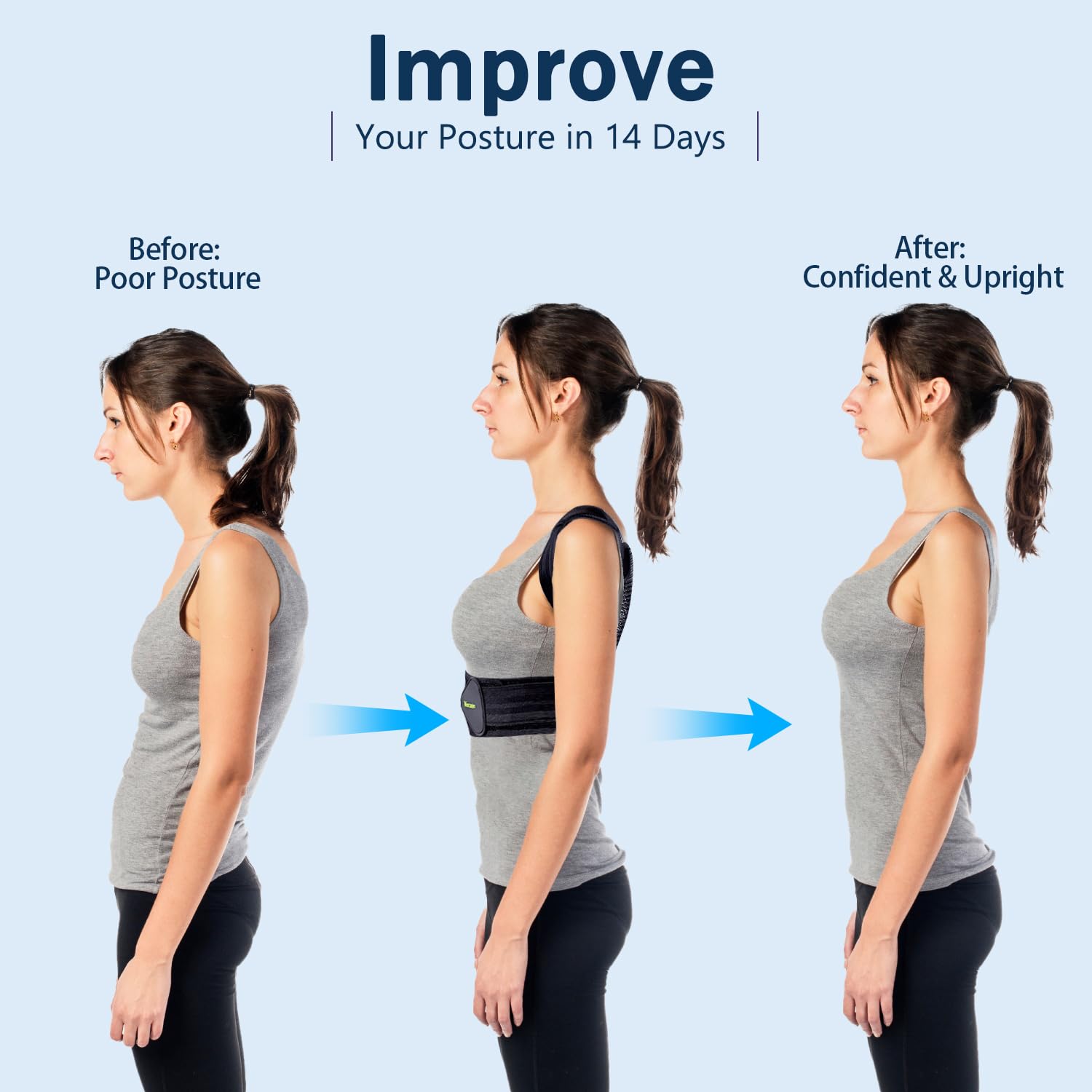 SELF CARE BASICS Posture Corrector | Adjustable Back Brace for Upper Back & Shoulder Support | Pain Relief & Better Posture