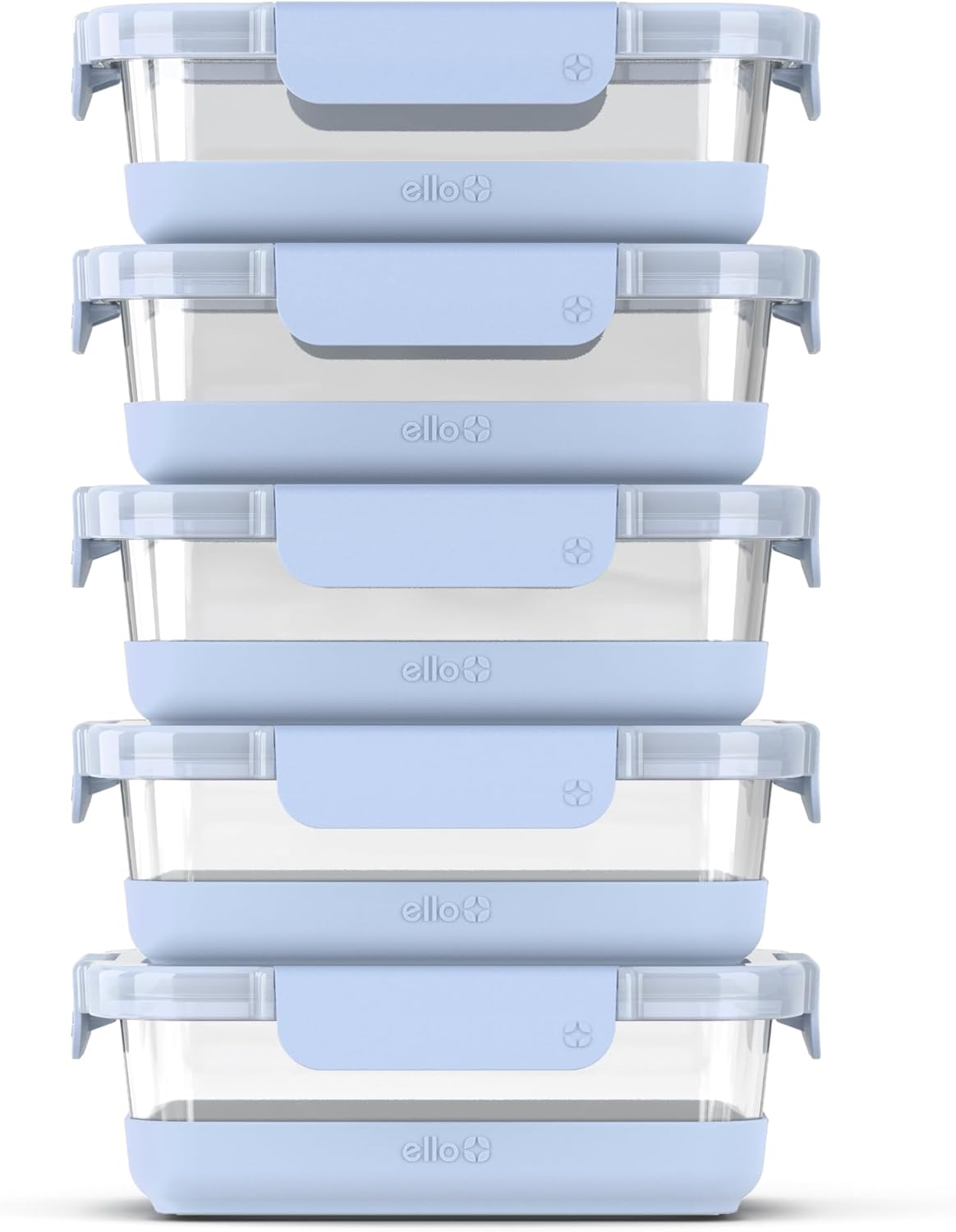 MEAL PREP PRO Duraglass 3.4 Cup Meal Prep Sets 10Pc | 5 Pack Set- Glass Food Storage Container with Silicone Sleeve and Airtight BPA-Free Plastic Lids | Dishwasher, Microwave, and Freezer Safe