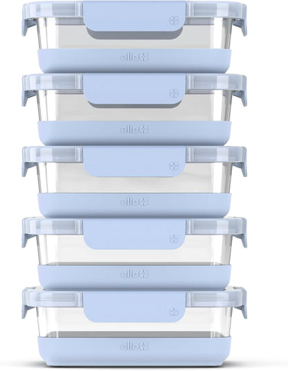 MEAL PREP PRO Duraglass 3.4 Cup Meal Prep Sets 10Pc | 5 Pack Set- Glass Food Storage Container with Silicone Sleeve and Airtight BPA-Free Plastic Lids | Dishwasher, Microwave, and Freezer Safe