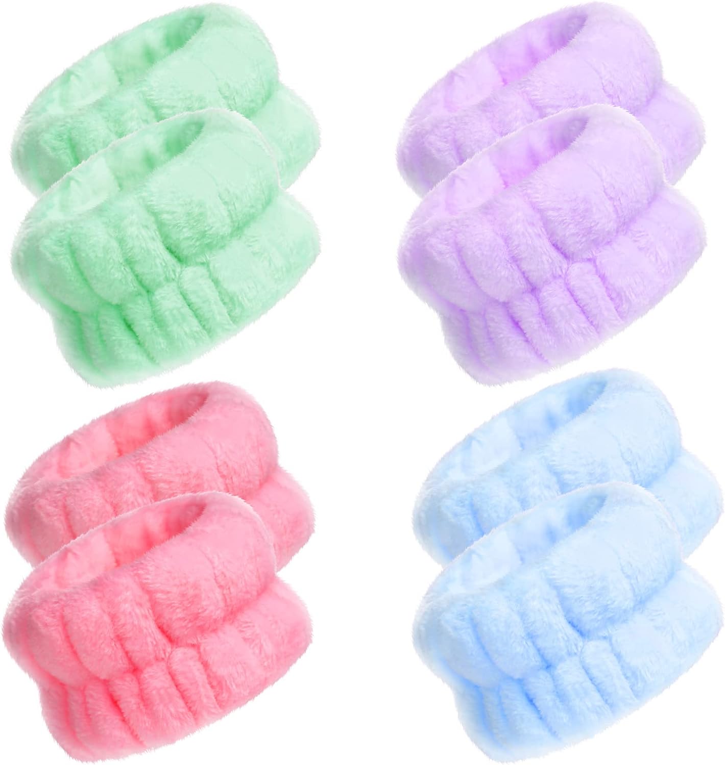 SKINCARE BASICS 4 Pairs Spa Wrist Bands for Washing Face | Microfiber Wrist Towel Band Scrunchies Absorbent