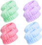 SKINCARE BASICS 4 Pairs Spa Wrist Bands for Washing Face | Microfiber Wrist Towel Band Scrunchies Absorbent