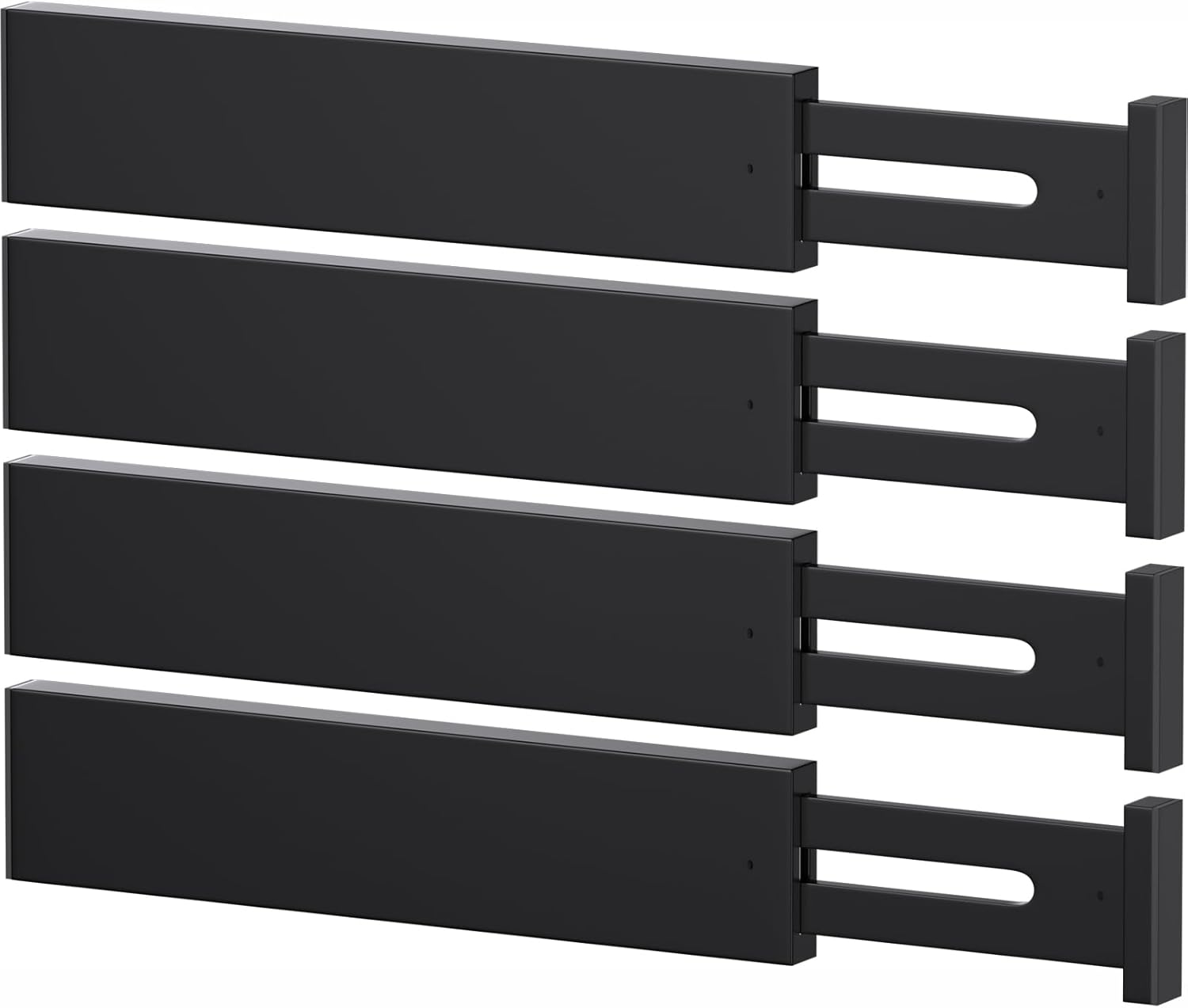 SORT IT OUT Bamboo Drawer Divider Organizers, Kitchen Drawer Organizer, Adjustable Drawer Divider for Clothes, Kitchen, Dresser, Bedroom, Bathroom and Office, 4-Pack (Black, 12-17 IN)