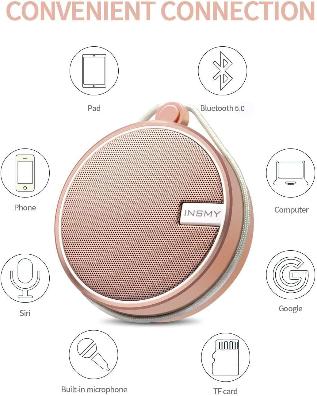 HABIT STACK 101 Waterproof Shower Bluetooth Speaker | Portable Small Bluetooth Wireless Loud Clear Sound Support TF Card | Suction Cup for Outdoor Kayak Canoe Beach Gift 