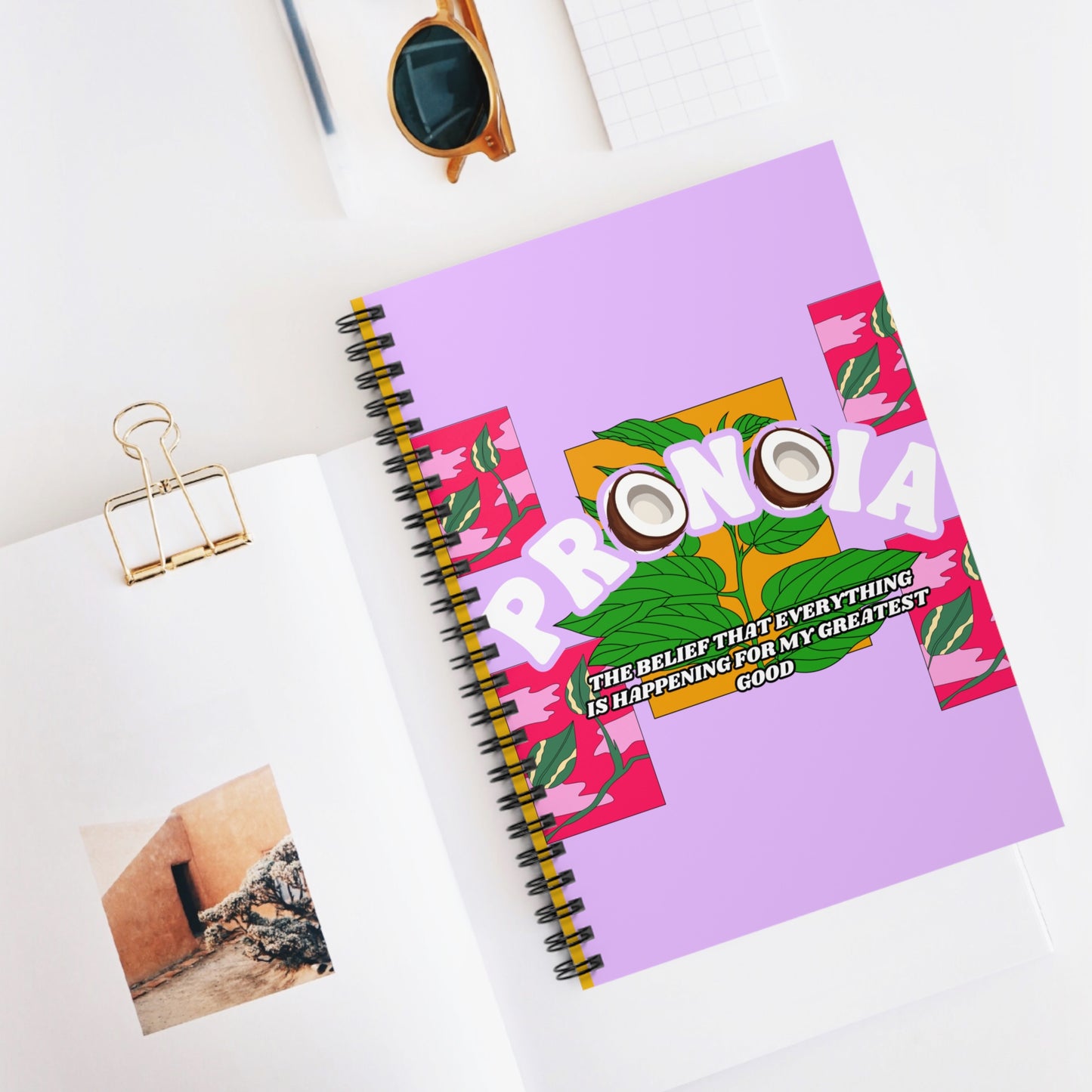 Pronovia Inspirational Spiral Notebook — "The Belief That Everything Is Happening For My Greatest Good" — Floral Positive Affirmation [...]