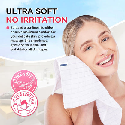 Microfiber Washcloths Face Towel, 12 Pack White Towels Fingertip Washcloth, Soft Lint Free Quick Dry Bulk Absorbent Reusable Wash Cloths for Bathroom, Salon, Spa, Gym