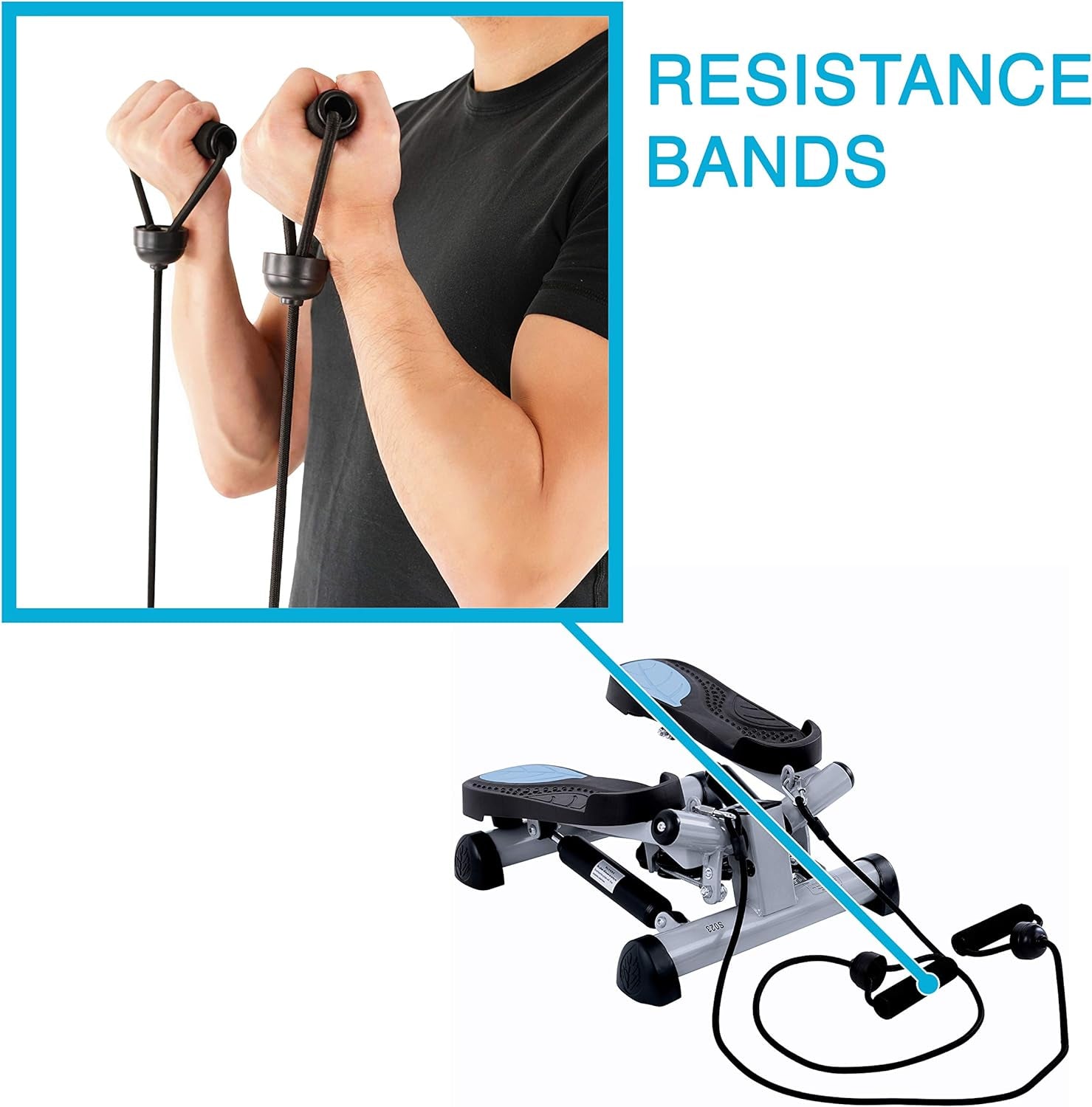 ONE STEP AT A TIME Mini Stepper for at Home Cardio - Non-Slip Pedals - Resistance Bands - LCD Digital Monitor