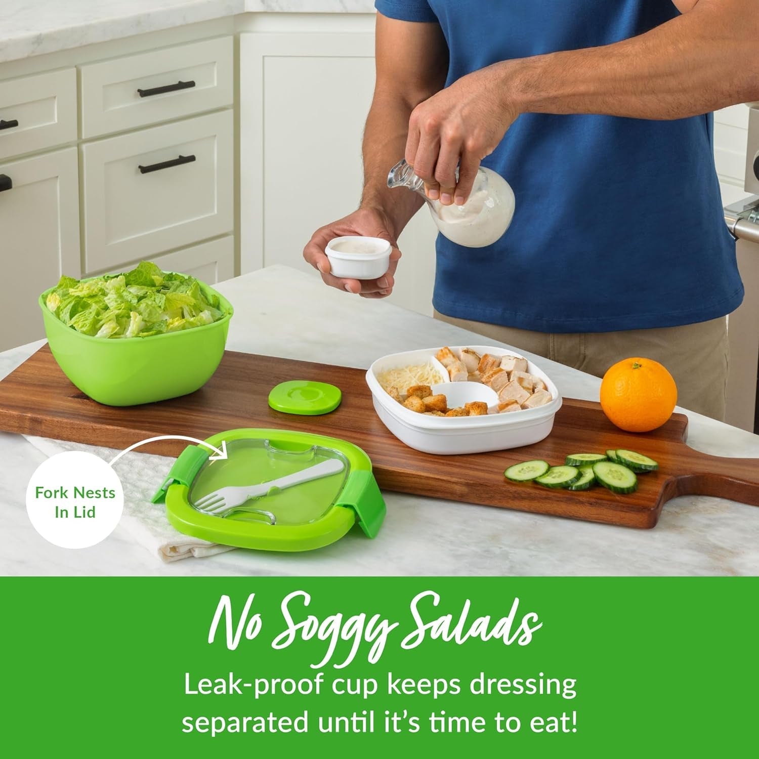 MEAL PREP PRO All-In-One Taco Bowl, Smoothie bowl, Salad Container | Large Salad Bowl, Bento Box Tray, Leak-Proof Sauce Container, Airtight Lid, & Fork | BPA-Free & Dishwasher/Microwave Safe