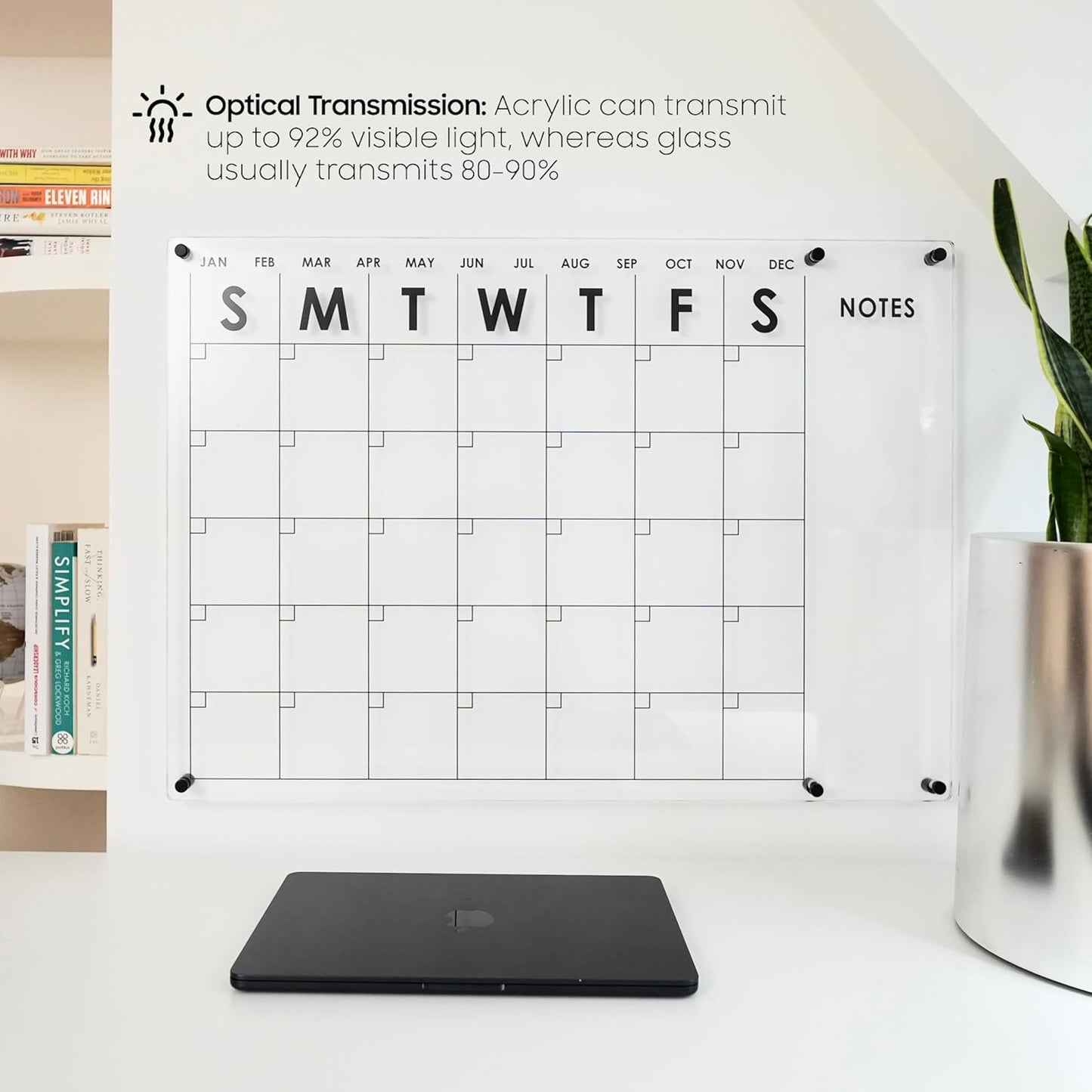 VISUALIZATION & PRODUCTIVITY ERA 101 Oversize Premium Acrylic Calendar for Wall | Ultra-Thick Clear Dry & Erase Board | Large 40"X26" | Home Office Monthly Glass Planner Guard Mate Plexiglass Whiteboard
