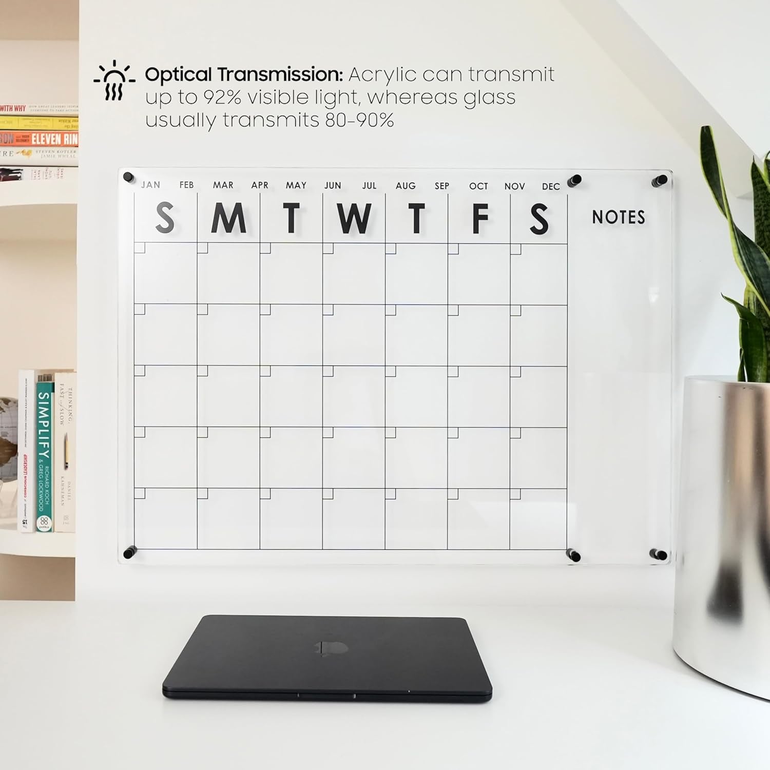 VISUALIZATION & PRODUCTIVITY ERA 101 Oversize Premium Acrylic Calendar for Wall | Ultra-Thick Clear Dry & Erase Board | Large 40"X26" | Home Office Monthly Glass Planner Guard Mate Plexiglass Whiteboard