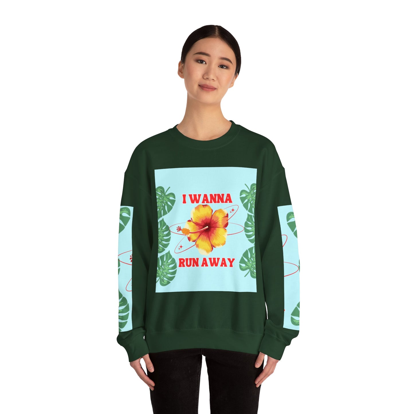 Run Away Tropical & Galactic Floral Crewneck Sweatshirt