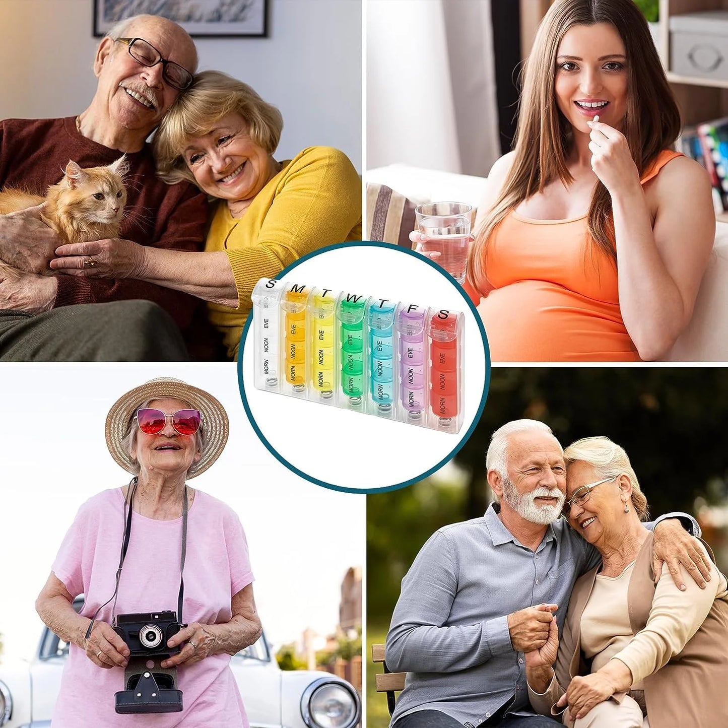 DONT THINK ABOUT IT Pop-Up Weekly Pill Organizer Single Box 4 Daily Compartments by