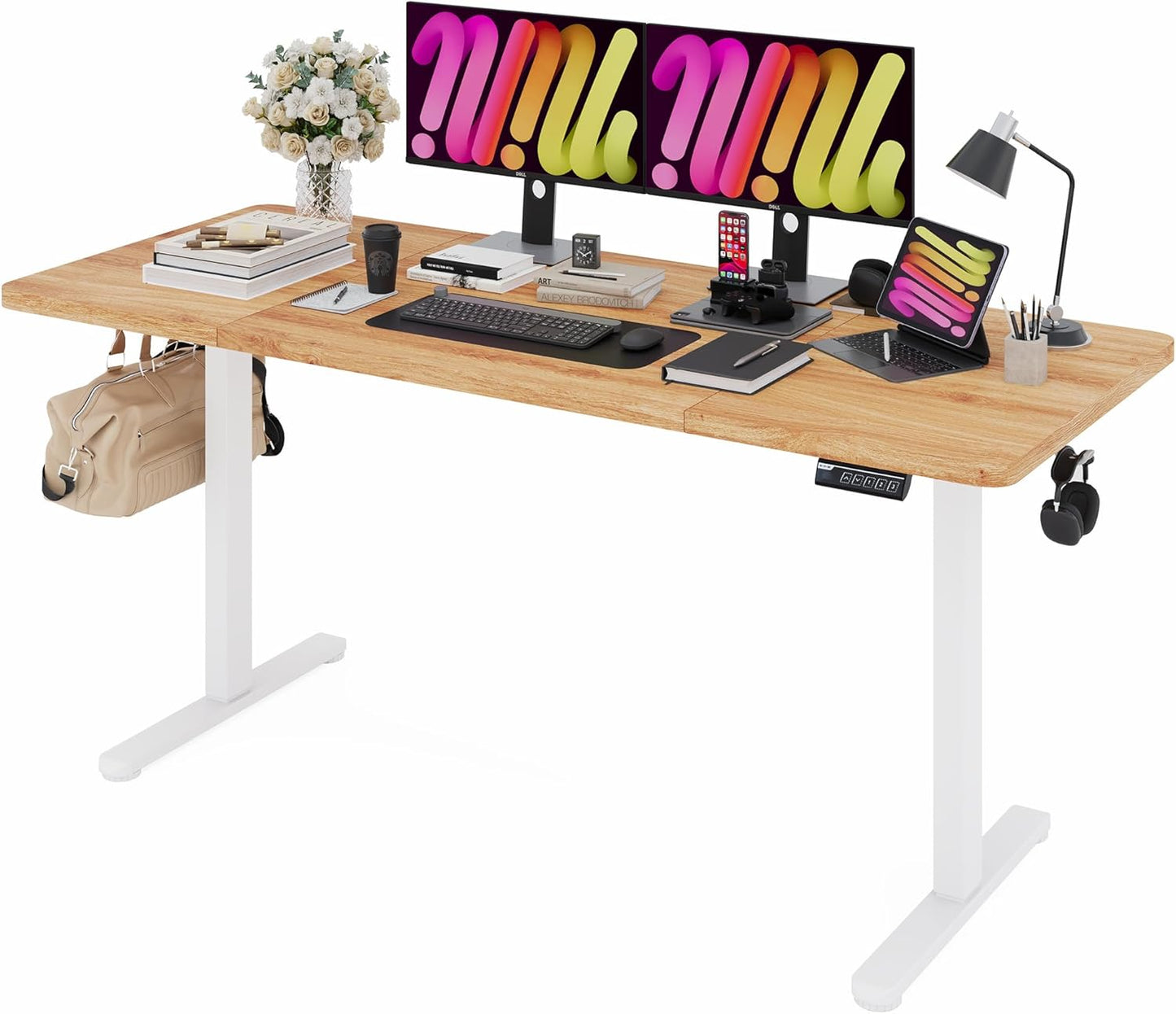 BEST OF BOTH WORLDS Electric Standing Desk | Height Adjustable Desk | Ergonomic Home Office Sit / Stand Desk with Memory Preset Controller