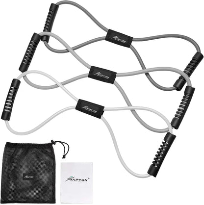 BUILD YOUR TEMPLE Resistance Bands | Figure 8 Exercise Bands for Arms, Chest Expander, Yoga, Gym, Fitness, Pulling Rope, Exercise, & Muscle Training