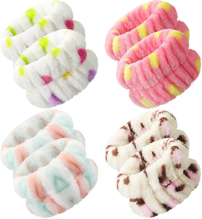 SKINCARE BASICS 4 Pairs Scrunchies Wrist Band | Microfiber Washing Face Band & Wristband Absorbent 