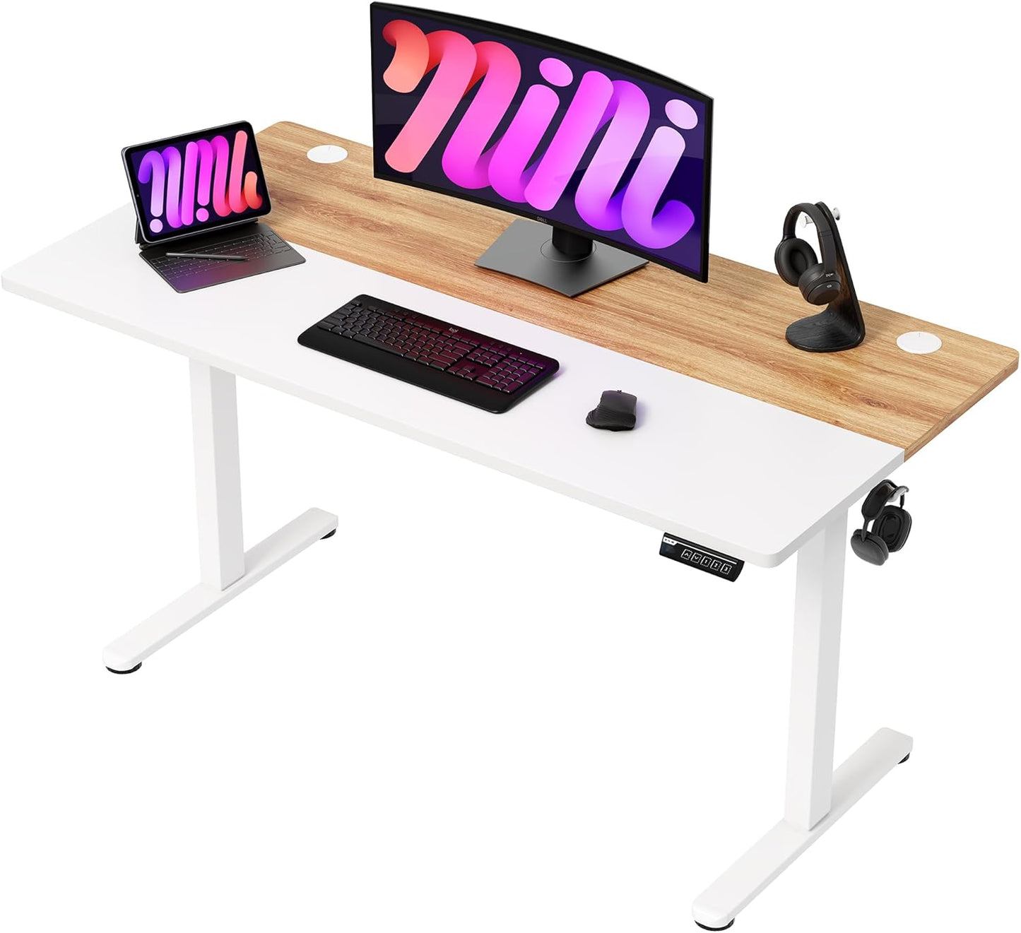 BEST OF BOTH WORLDS Electric Standing Desk | Height Adjustable Desk | Ergonomic Home Office Sit / Stand Desk with Memory Preset Controller