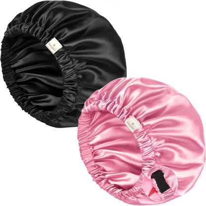 Adjustable & Double Layer Hair Bonnet for Natural Hair and Protective Hair Styles 